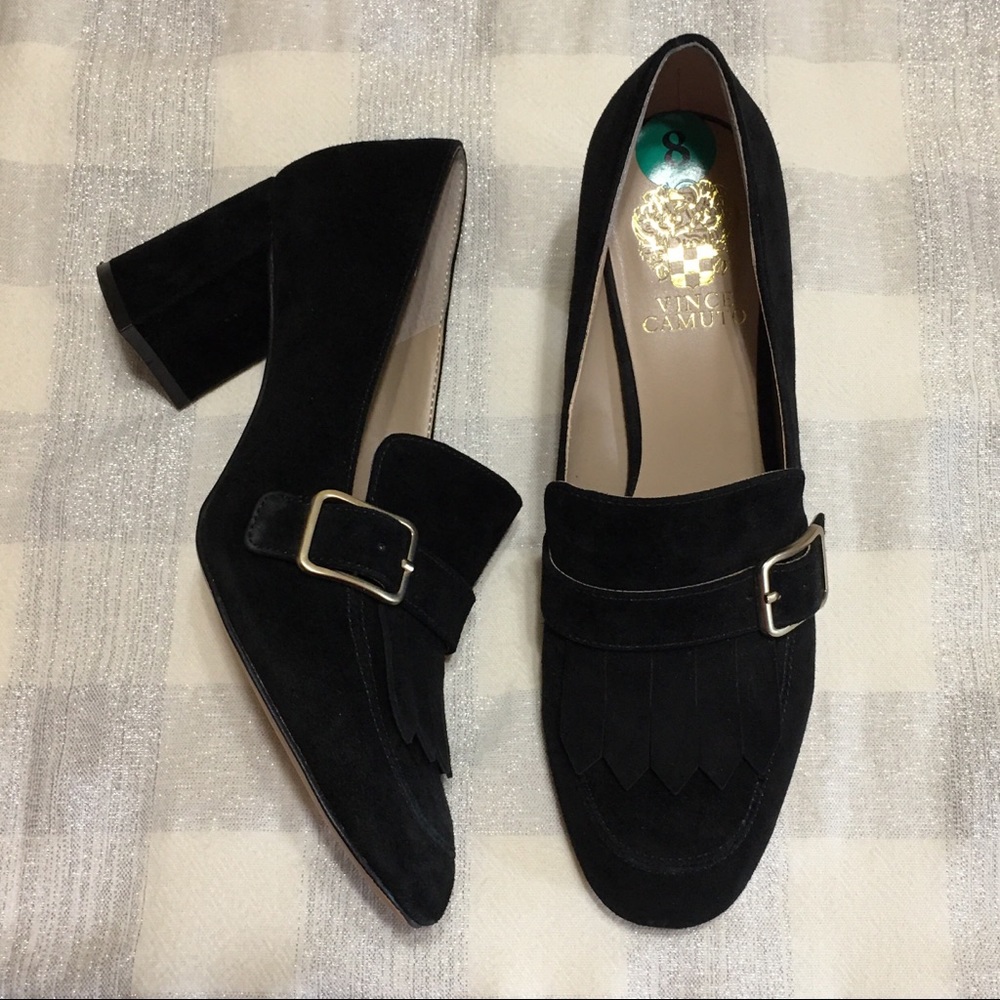 Vince Camuto black suede leather heels size 8